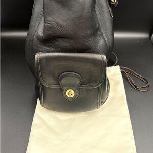 Coach 9992 Large Vintage Black Leather Sling Backpack W/turn Lock